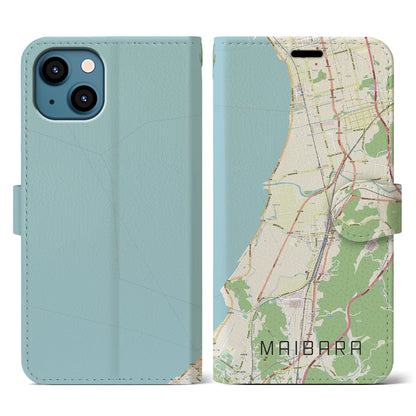 【米原（滋賀県）】地図柄iPhoneケース（手帳タイプ）ナチュラル・iPhone 13 用