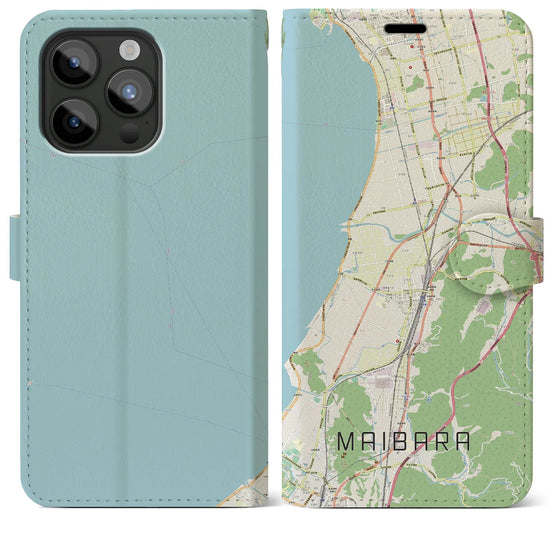 【米原】地図柄iPhoneケース（手帳両面タイプ・ナチュラル）iPhone 15 Pro Max 用