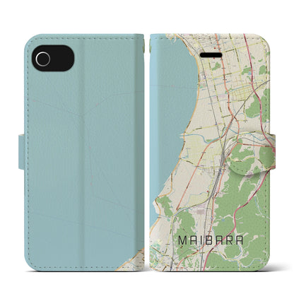 【米原（滋賀県）】地図柄iPhoneケース（手帳タイプ）ナチュラル・iPhone SE（第3 / 第2世代） / 8 / 7 / 6s / 6 用