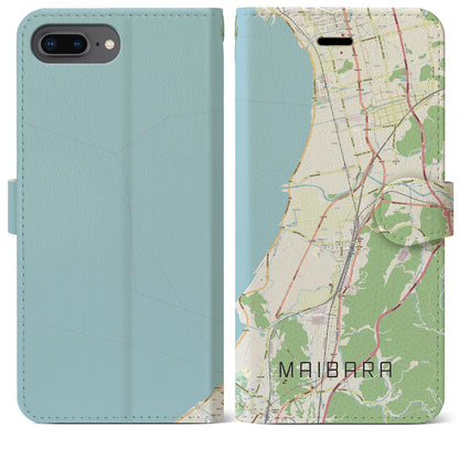 【米原（滋賀県）】地図柄iPhoneケース（手帳タイプ）ナチュラル・iPhone 8Plus /7Plus / 6sPlus / 6Plus 用