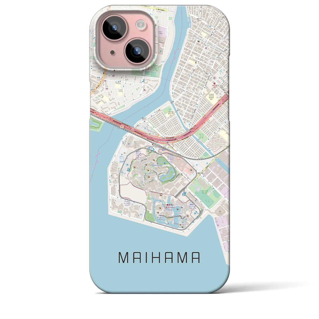 【舞浜】地図柄iPhoneケース（バックカバータイプ・ナチュラル）iPhone 15 Plus 用