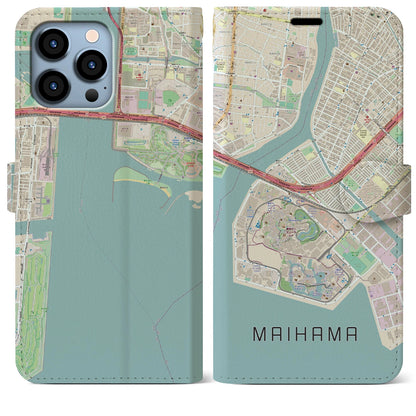 【舞浜】地図柄iPhoneケース（手帳両面タイプ・ナチュラル）iPhone 13 Pro Max 用
