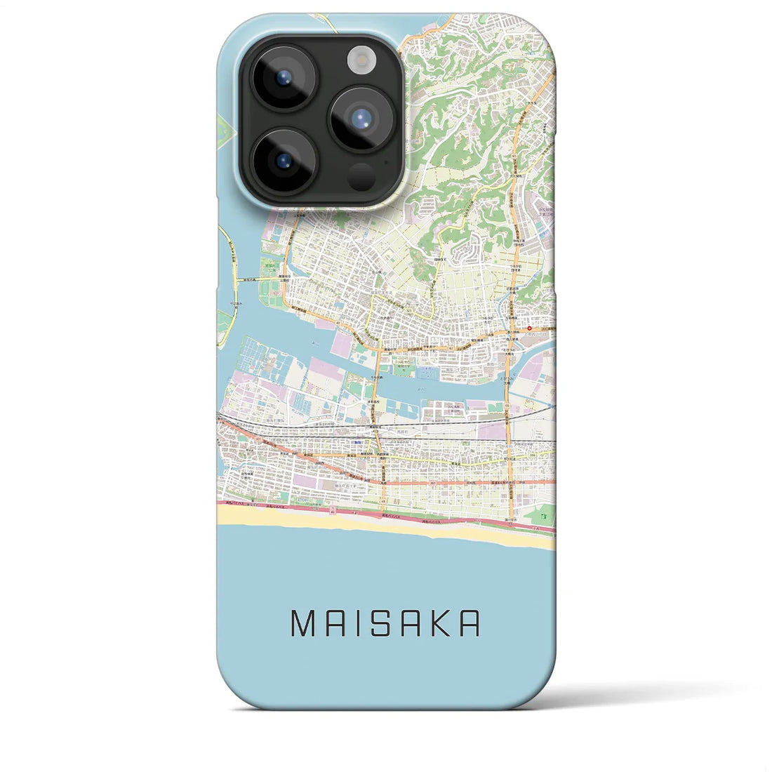 【舞阪】地図柄iPhoneケース（バックカバータイプ・ナチュラル）iPhone 15 Pro Max 用
