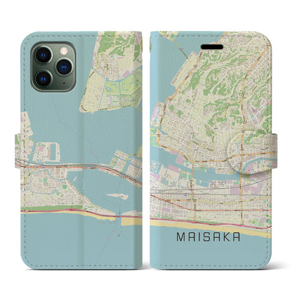 【舞阪（静岡県）】地図柄iPhoneケース（手帳タイプ）ナチュラル・iPhone 11 Pro 用