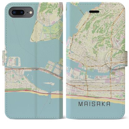 【舞阪（静岡県）】地図柄iPhoneケース（手帳タイプ）ナチュラル・iPhone 8Plus /7Plus / 6sPlus / 6Plus 用