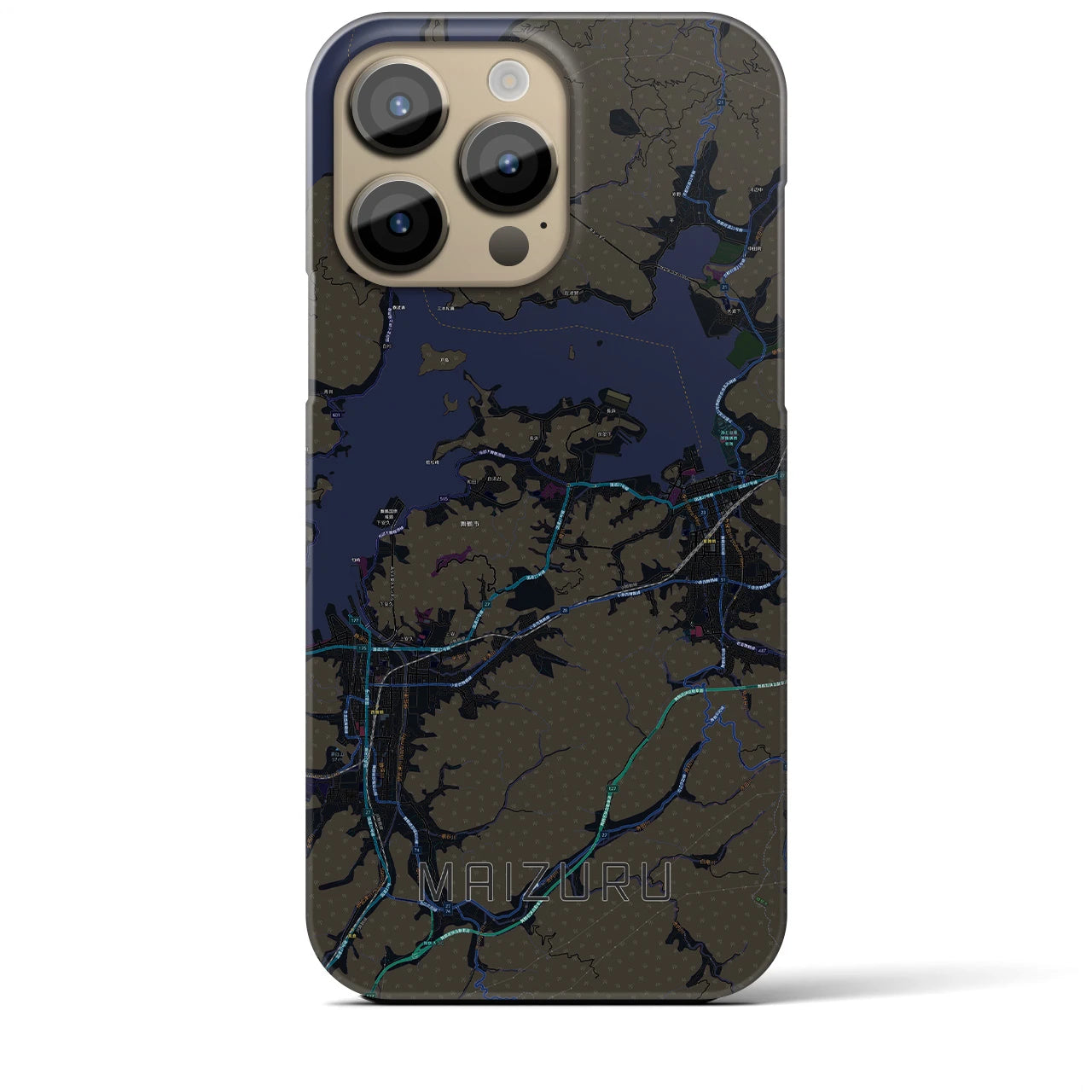【舞鶴】地図柄iPhoneケース（バックカバータイプ・ブラック）iPhone 14 Pro Max 用