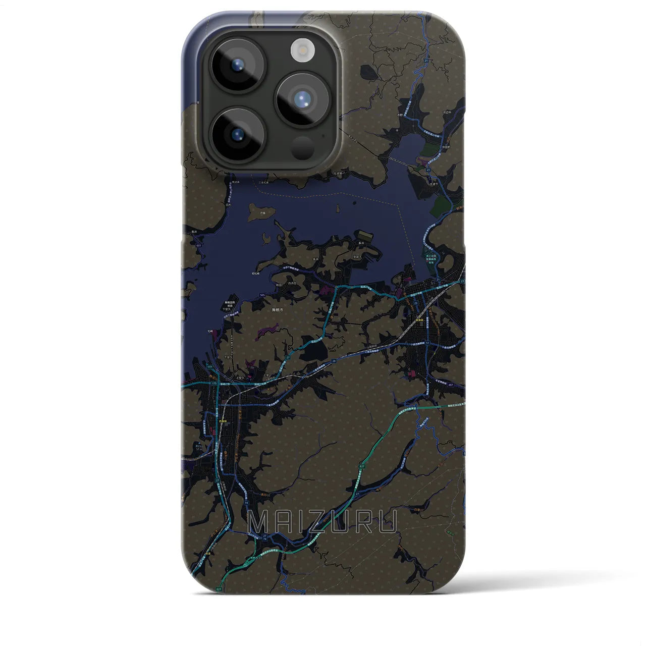 【舞鶴】地図柄iPhoneケース（バックカバータイプ・ブラック）iPhone 15 Pro Max 用