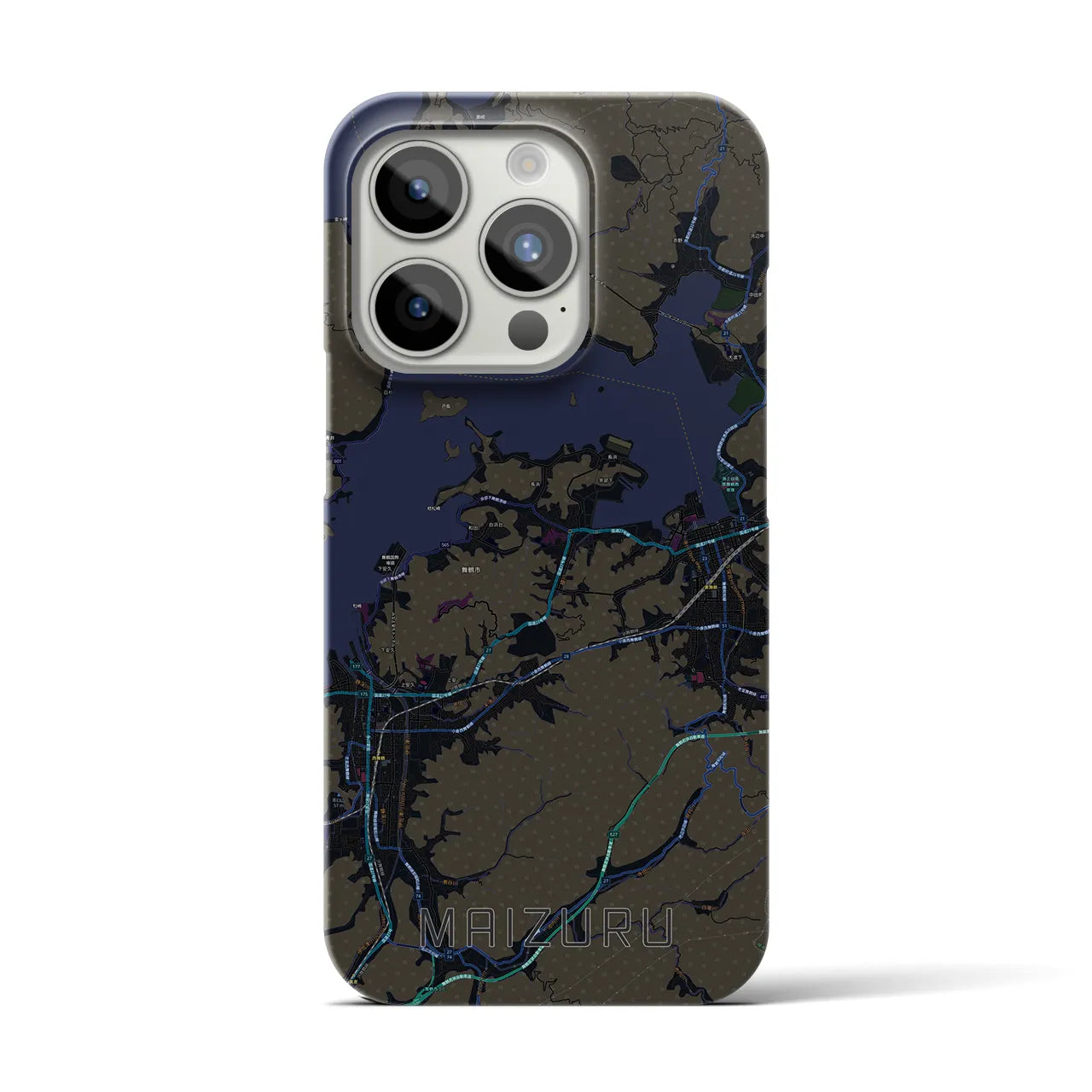 【舞鶴】地図柄iPhoneケース（バックカバータイプ・ブラック）iPhone 15 Pro 用