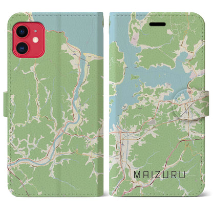 【舞鶴（京都府）】地図柄iPhoneケース（手帳タイプ）ナチュラル・iPhone 11 用