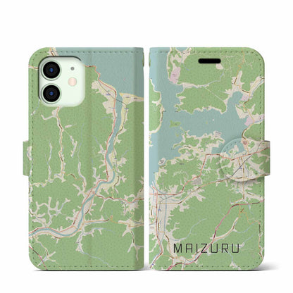 【舞鶴（京都府）】地図柄iPhoneケース（手帳タイプ）ナチュラル・iPhone 12 mini 用