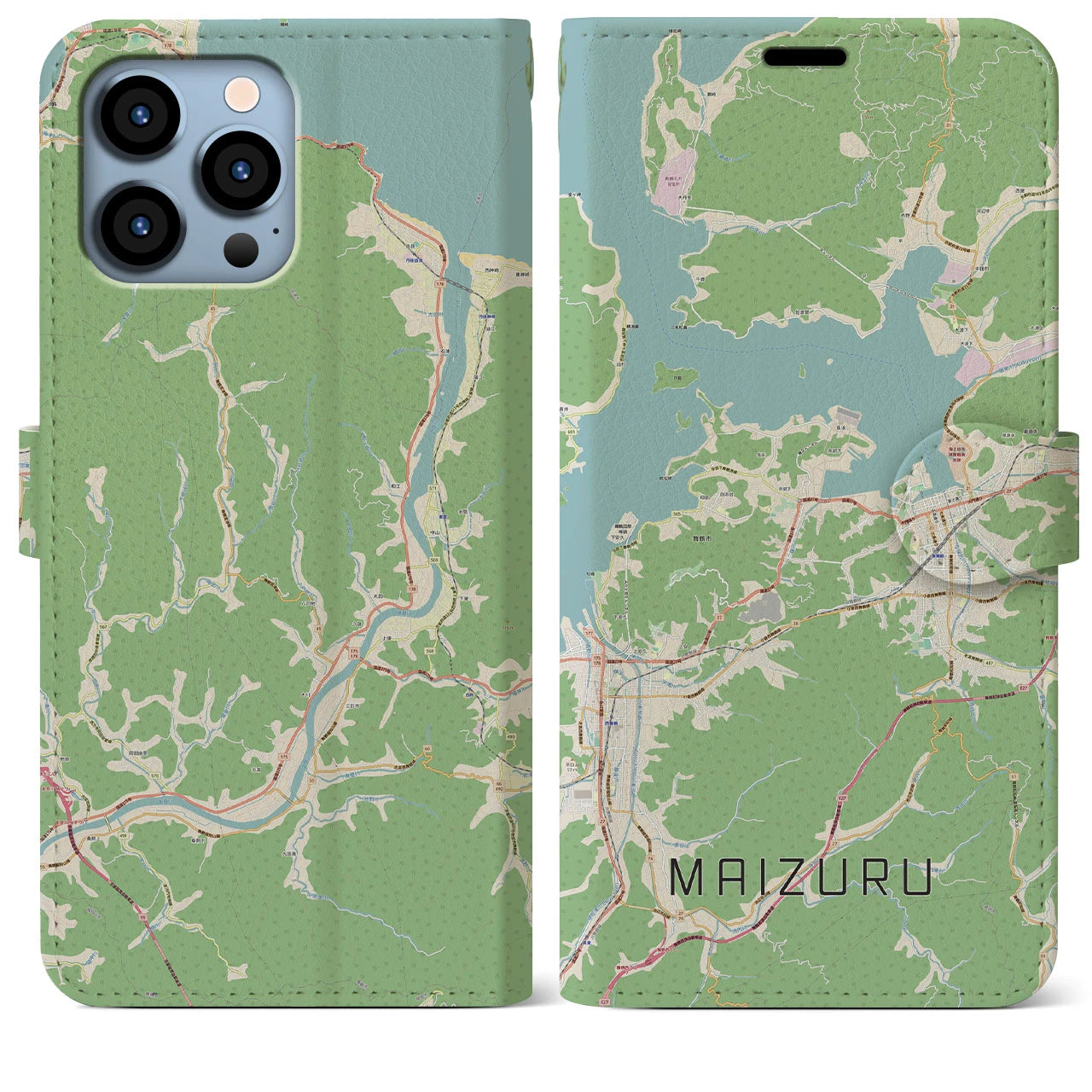 【舞鶴】地図柄iPhoneケース（手帳両面タイプ・ナチュラル）iPhone 13 Pro Max 用