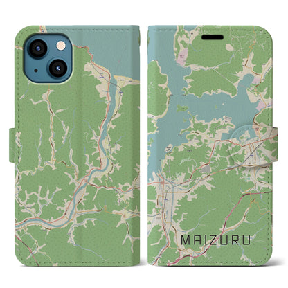 【舞鶴（京都府）】地図柄iPhoneケース（手帳タイプ）ナチュラル・iPhone 13 用