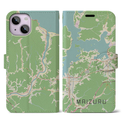 【舞鶴（京都府）】地図柄iPhoneケース（手帳タイプ）ナチュラル・iPhone 14 用