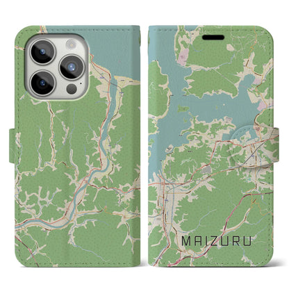 【舞鶴（京都府）】地図柄iPhoneケース（手帳タイプ）ナチュラル・iPhone 15 Pro 用