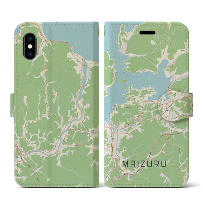【舞鶴（京都府）】地図柄iPhoneケース（手帳タイプ）ナチュラル・iPhone XS / X 用