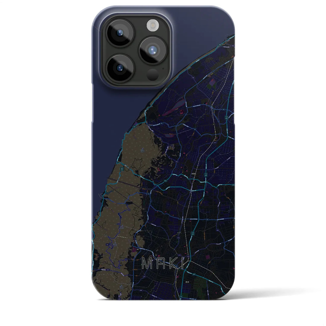 【巻】地図柄iPhoneケース（バックカバータイプ・ブラック）iPhone 15 Pro Max 用