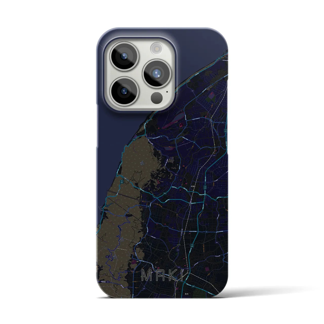 【巻】地図柄iPhoneケース（バックカバータイプ・ブラック）iPhone 15 Pro 用