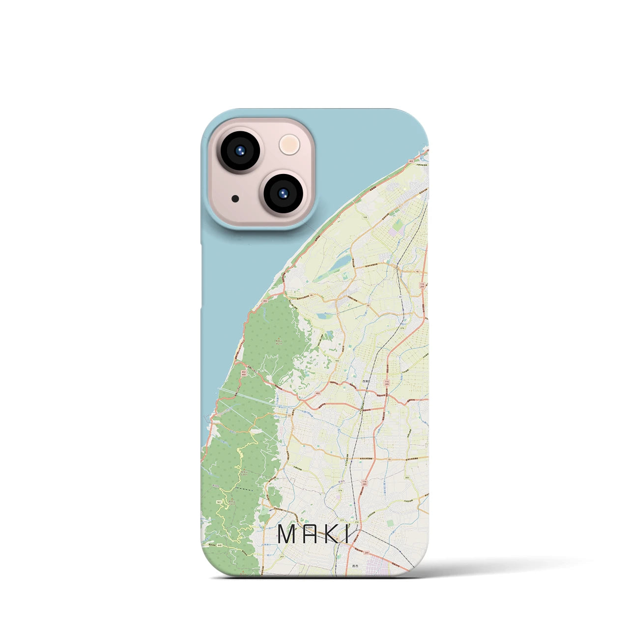【巻】地図柄iPhoneケース（バックカバータイプ・ナチュラル）iPhone 13 mini 用