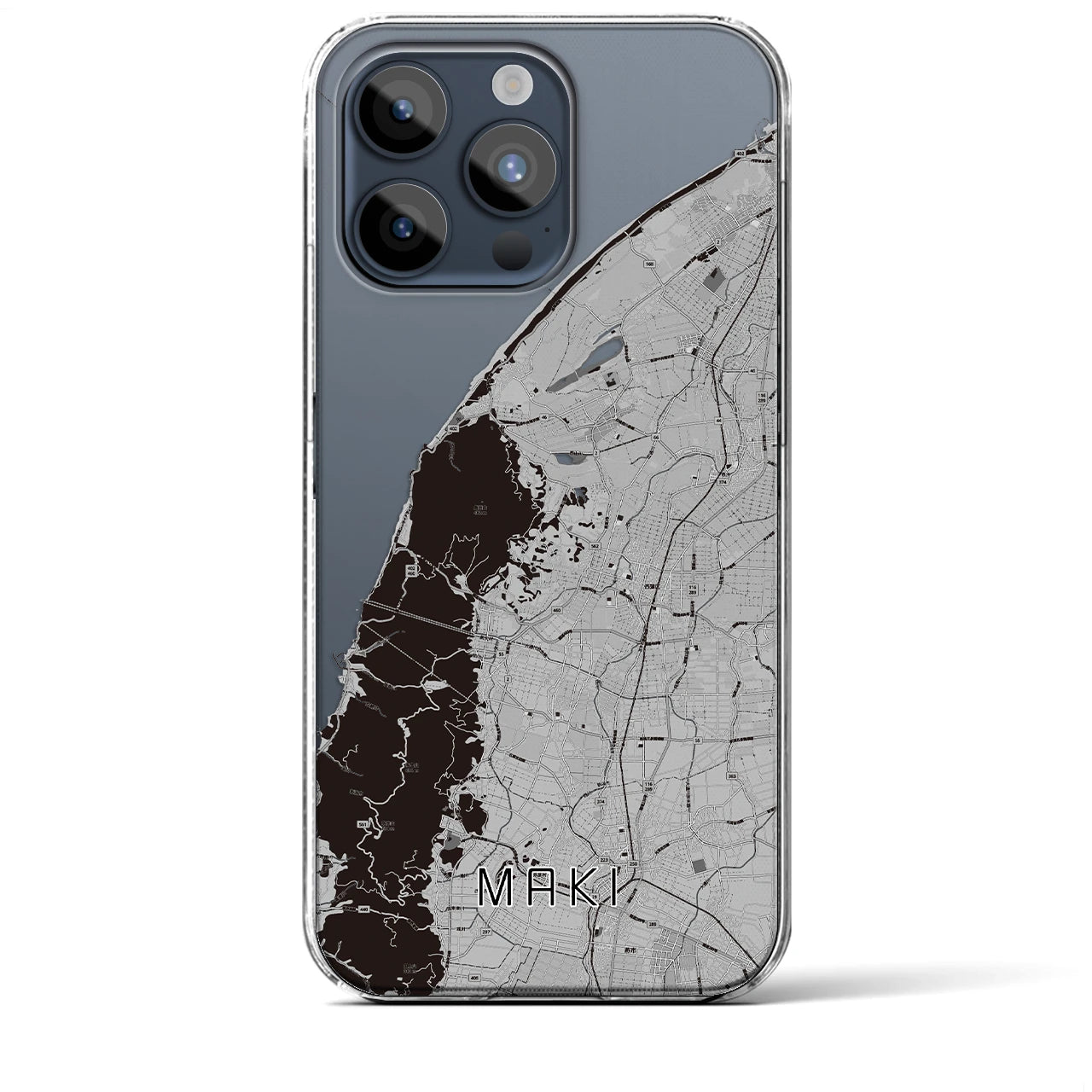 【巻】地図柄iPhoneケース（クリアタイプ・モノトーン）iPhone 15 Pro Max 用