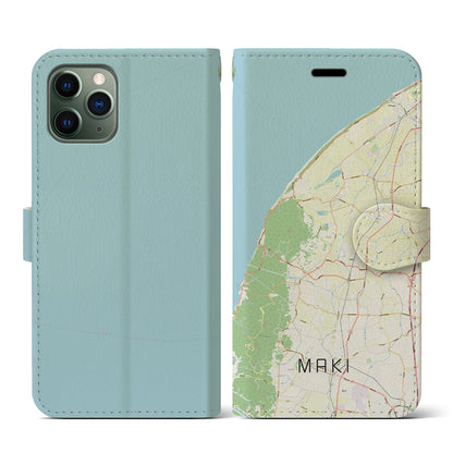 【巻（新潟県）】地図柄iPhoneケース（手帳タイプ）ナチュラル・iPhone 11 Pro 用