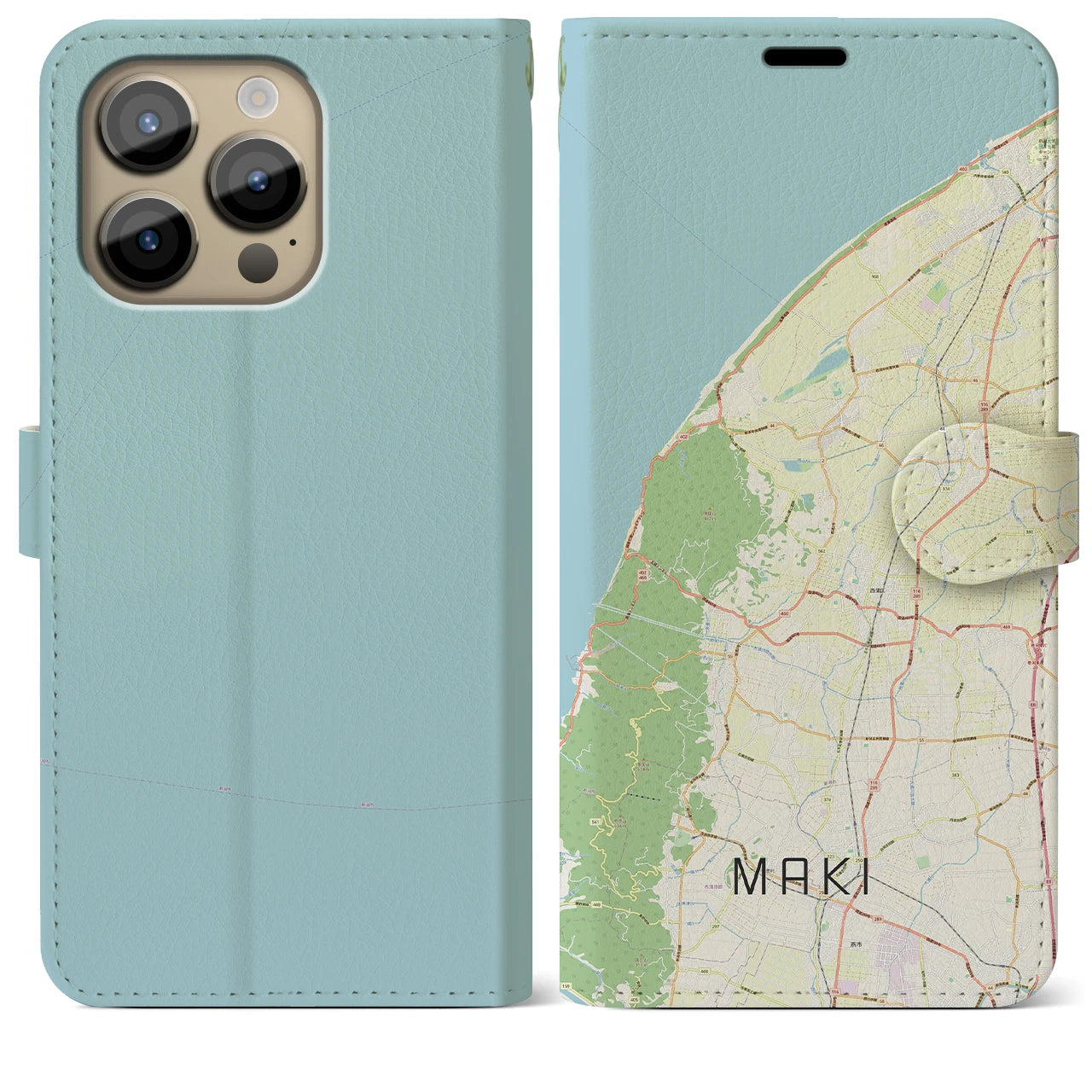 【巻】地図柄iPhoneケース（手帳両面タイプ・ナチュラル）iPhone 14 Pro Max 用