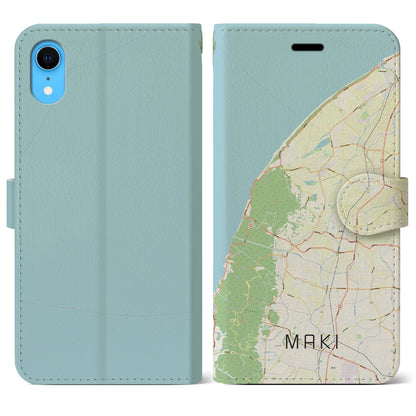 【巻（新潟県）】地図柄iPhoneケース（手帳タイプ）ナチュラル・iPhone XR 用