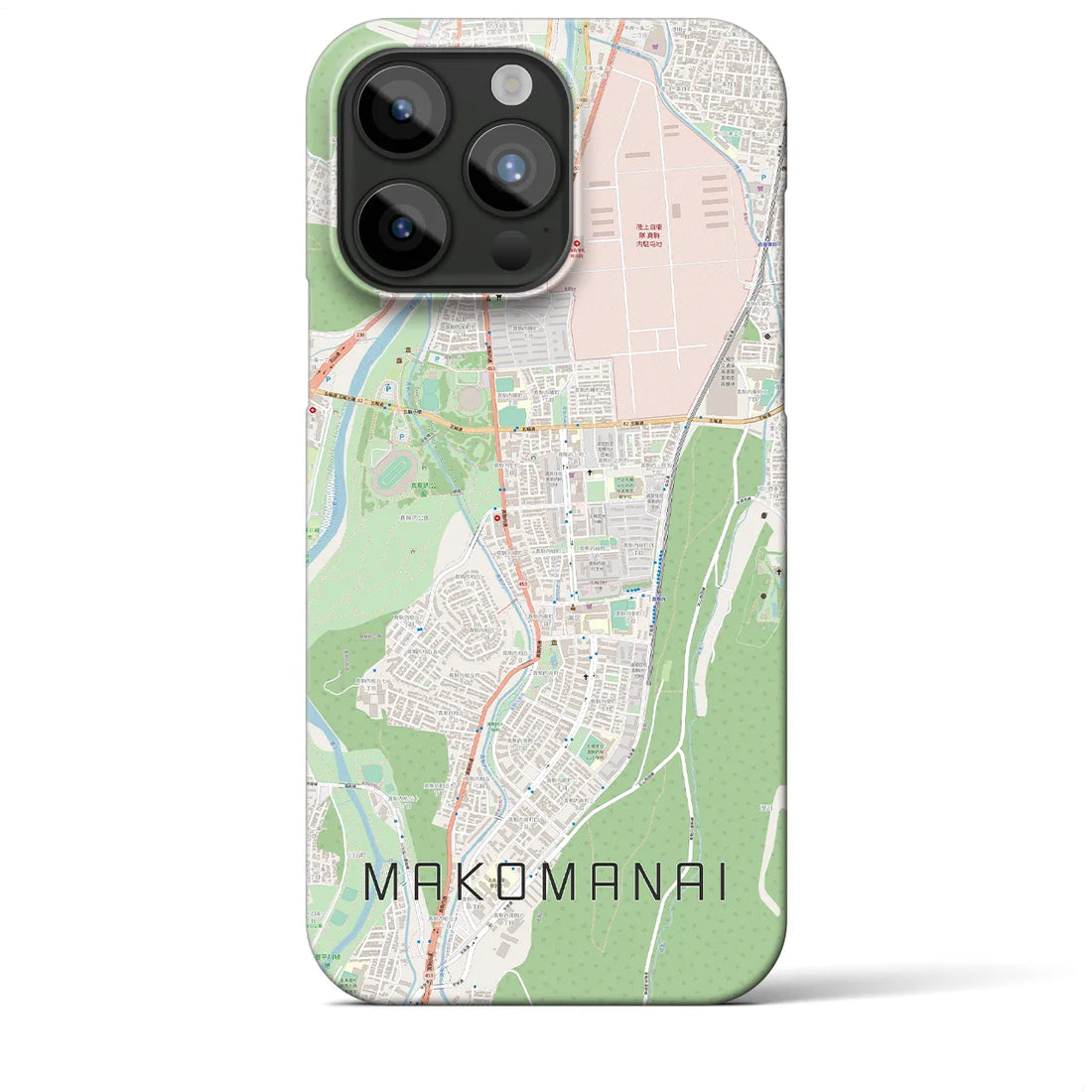 【真駒内】地図柄iPhoneケース（バックカバータイプ・ナチュラル）iPhone 15 Pro Max 用