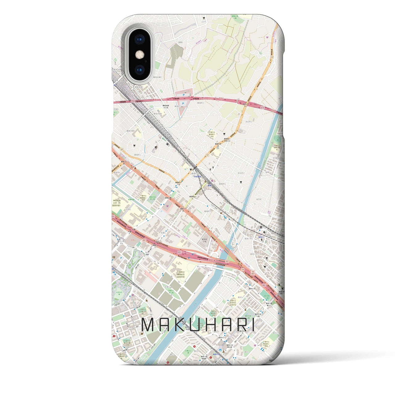 【幕張】地図柄iPhoneケース（バックカバータイプ・ナチュラル）iPhone XS Max 用