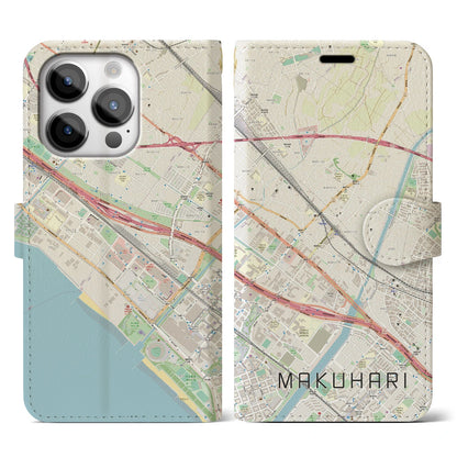 【幕張（千葉県）】地図柄iPhoneケース（手帳タイプ）ナチュラル・iPhone 14 Pro 用
