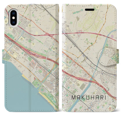 【幕張（千葉県）】地図柄iPhoneケース（手帳タイプ）ナチュラル・iPhone XS Max 用