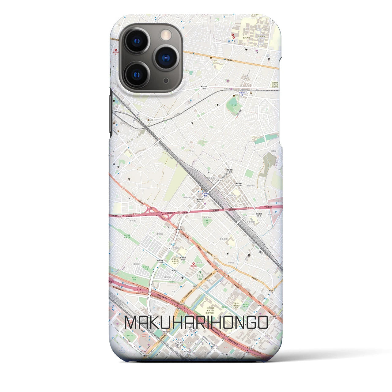 【幕張本郷】地図柄iPhoneケース（バックカバータイプ・ナチュラル）iPhone 11 Pro Max 用