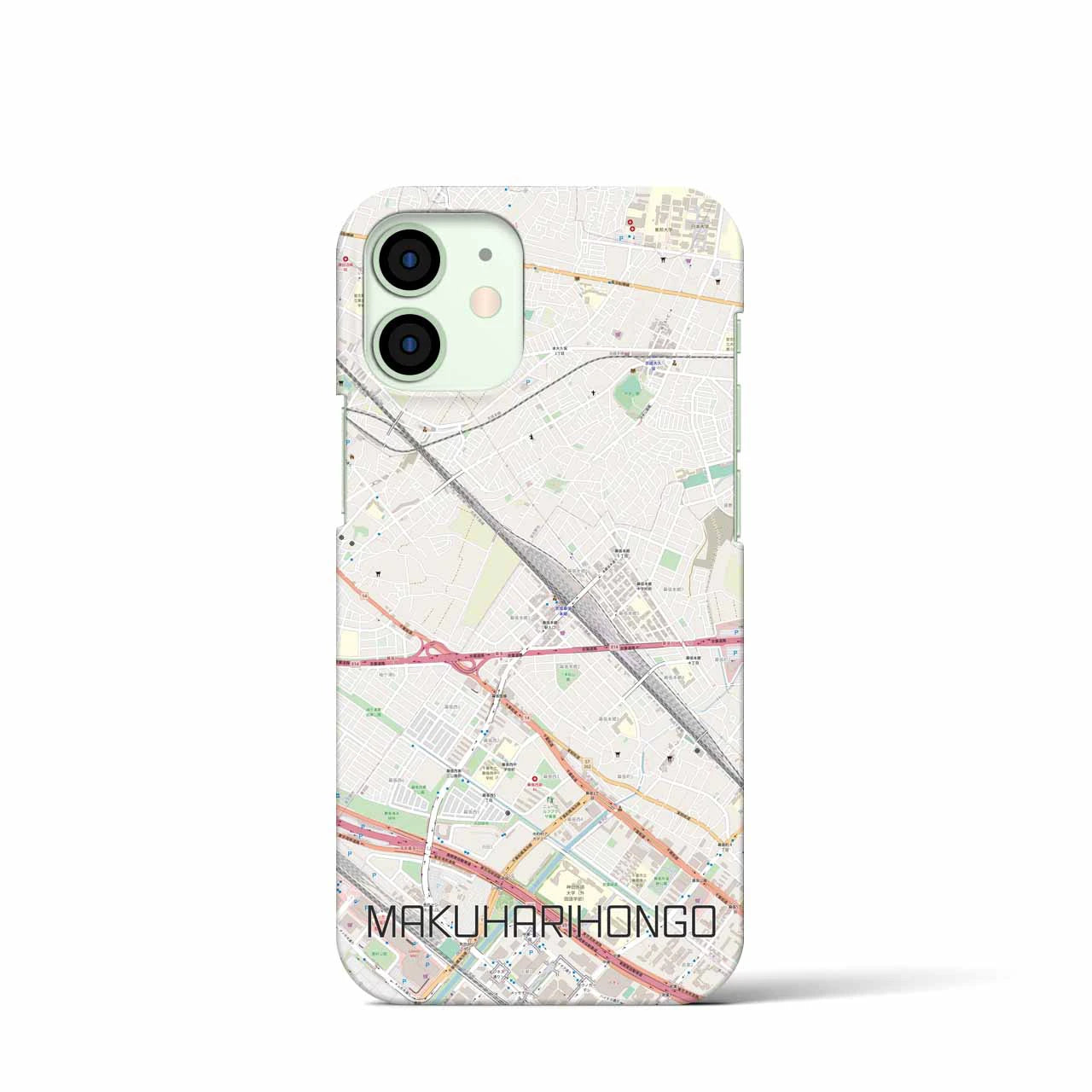 【幕張本郷】地図柄iPhoneケース（バックカバータイプ・ナチュラル）iPhone 12 mini 用