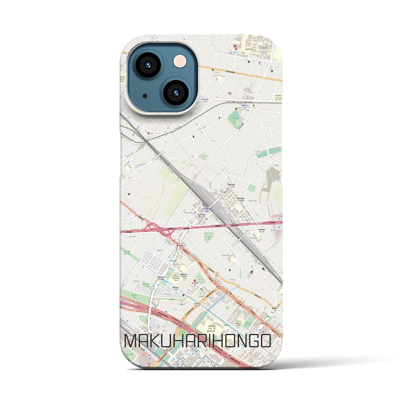 【幕張本郷】地図柄iPhoneケース（バックカバータイプ・ナチュラル）iPhone 13 用