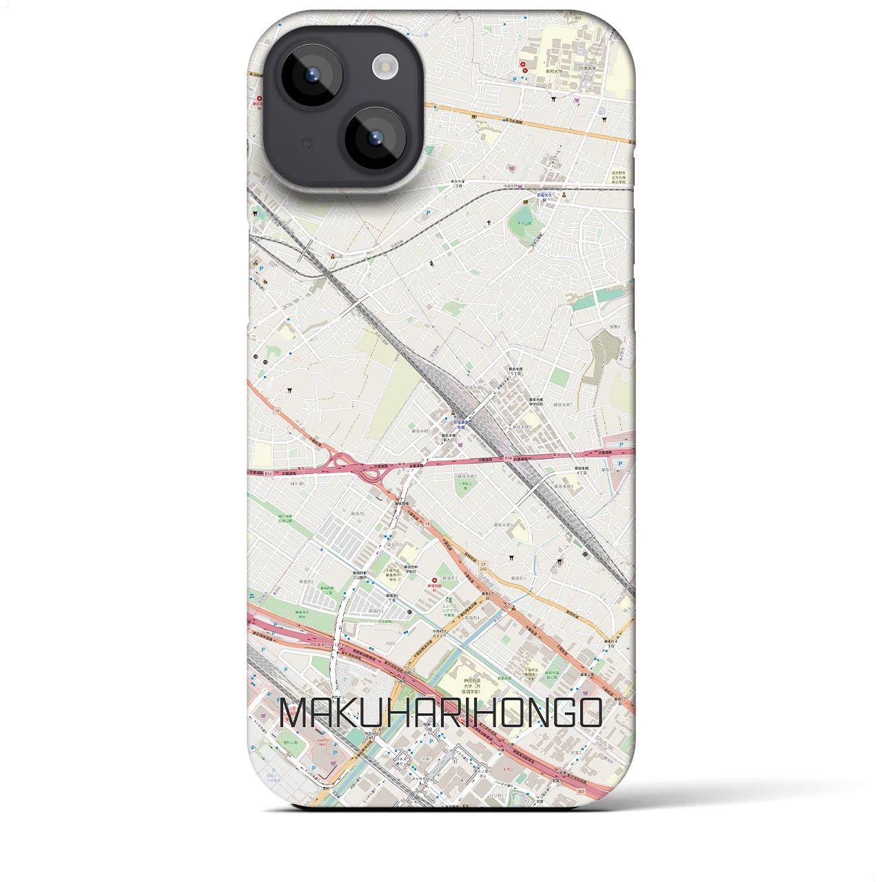 【幕張本郷】地図柄iPhoneケース（バックカバータイプ・ナチュラル）iPhone 14 Plus 用