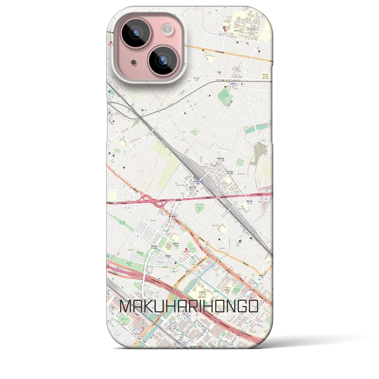 【幕張本郷】地図柄iPhoneケース（バックカバータイプ・ナチュラル）iPhone 15 Plus 用