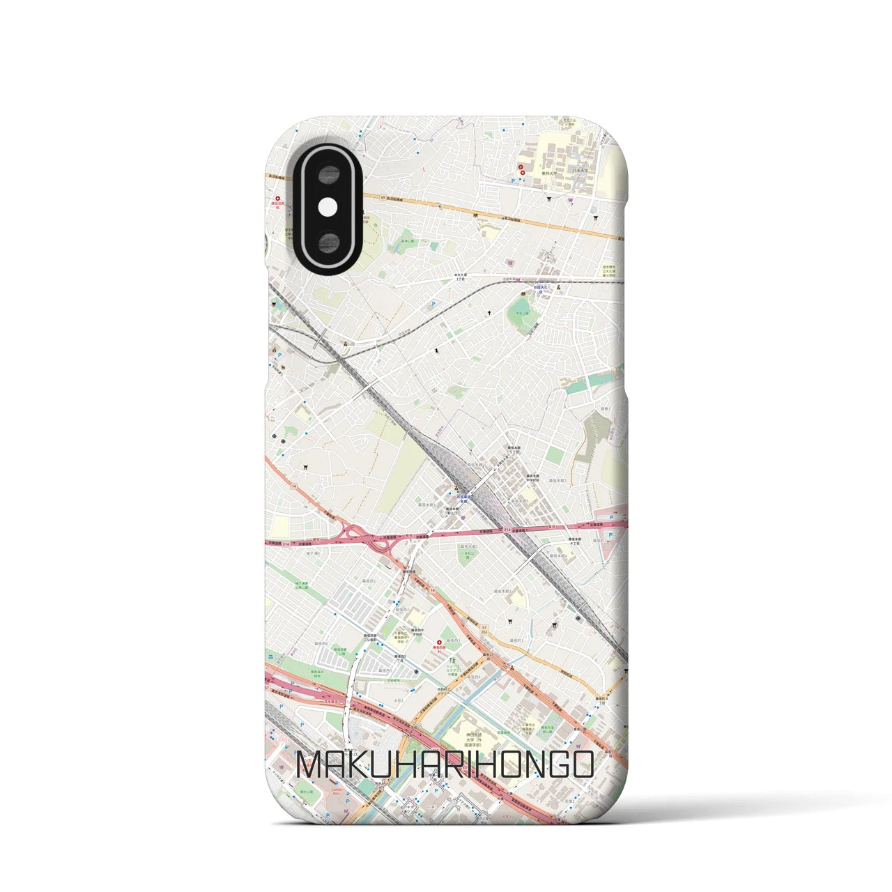 【幕張本郷】地図柄iPhoneケース（バックカバータイプ・ナチュラル）iPhone XS / X 用