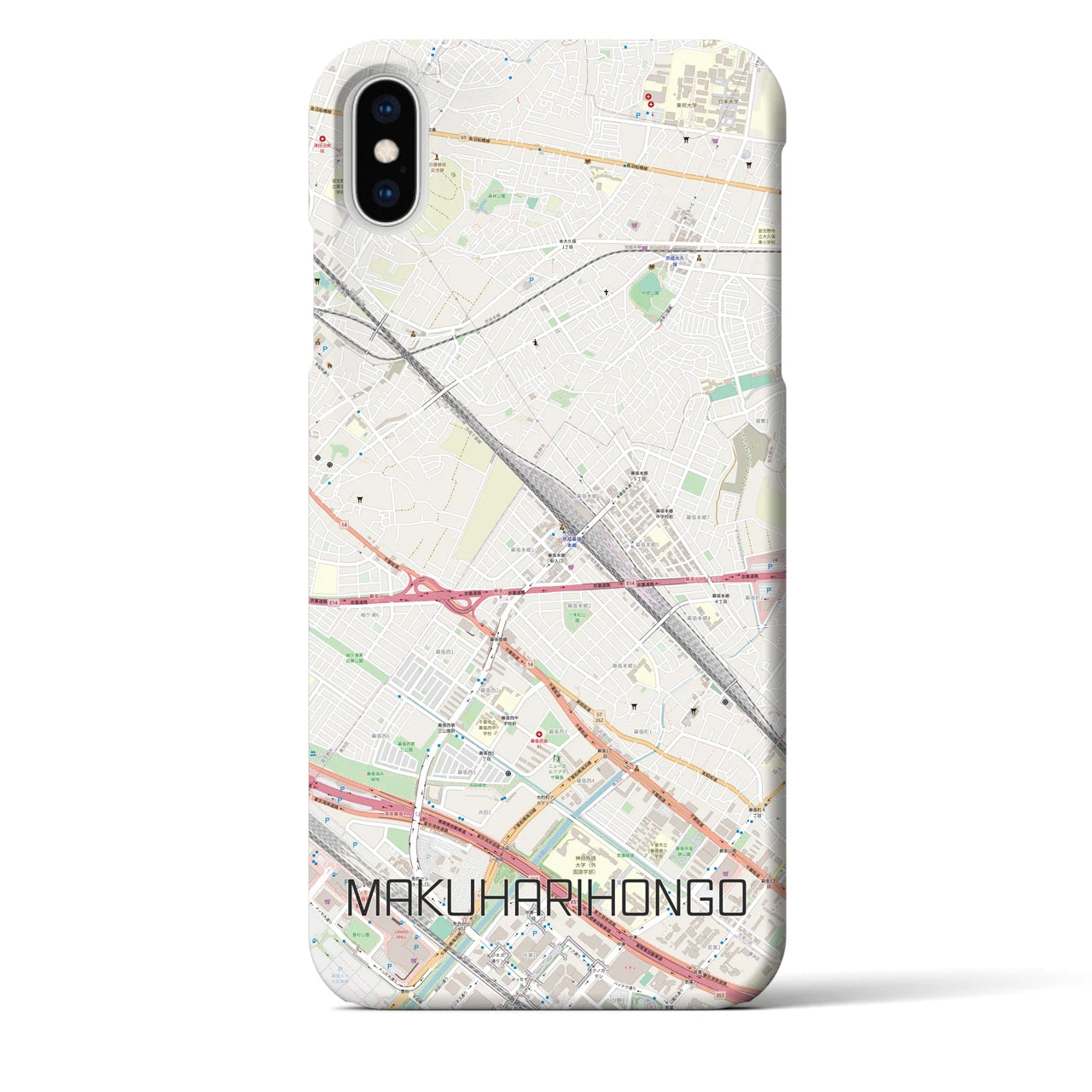 【幕張本郷】地図柄iPhoneケース（バックカバータイプ・ナチュラル）iPhone XS Max 用