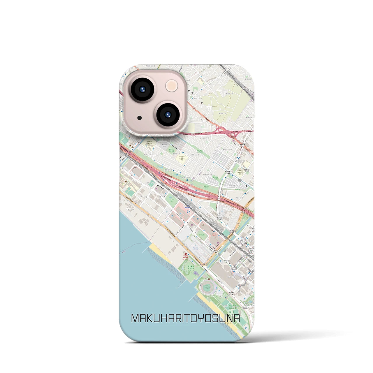 【幕張豊砂】地図柄iPhoneケース（バックカバータイプ・ナチュラル）iPhone 13 mini 用