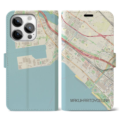 【幕張豊砂（千葉県）】地図柄iPhoneケース（手帳タイプ）ナチュラル・iPhone 14 Pro 用