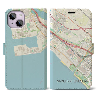 【幕張豊砂（千葉県）】地図柄iPhoneケース（手帳タイプ）ナチュラル・iPhone 14 用