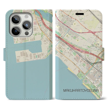 【幕張豊砂（千葉県）】地図柄iPhoneケース（手帳タイプ）ナチュラル・iPhone 15 Pro 用