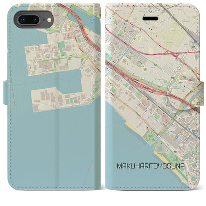 【幕張豊砂（千葉県）】地図柄iPhoneケース（手帳タイプ）ナチュラル・iPhone 8Plus /7Plus / 6sPlus / 6Plus 用