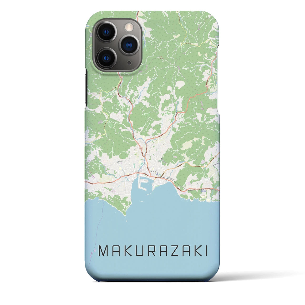 【枕崎】地図柄iPhoneケース（バックカバータイプ・ナチュラル）iPhone 11 Pro Max 用