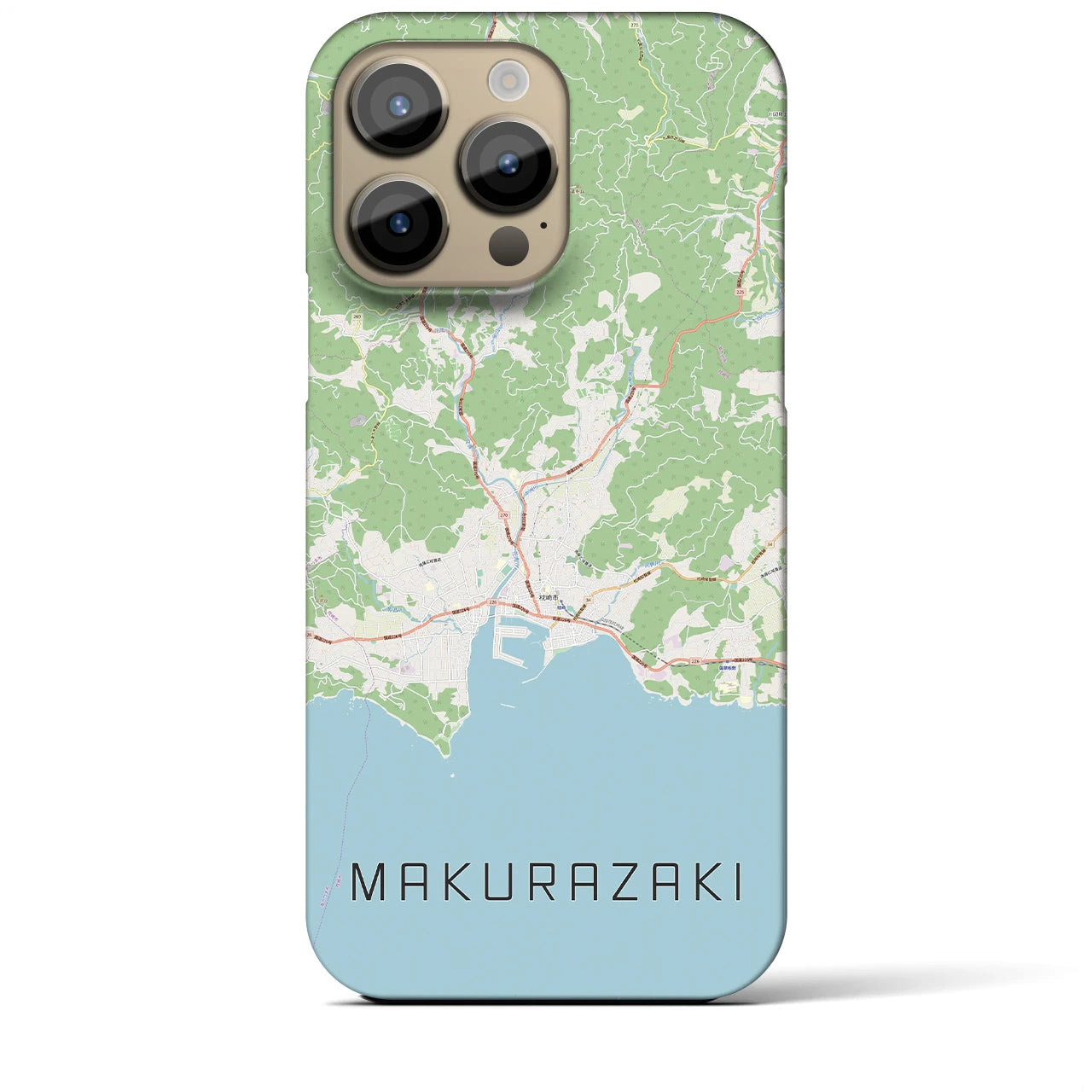 【枕崎】地図柄iPhoneケース（バックカバータイプ・ナチュラル）iPhone 14 Pro Max 用