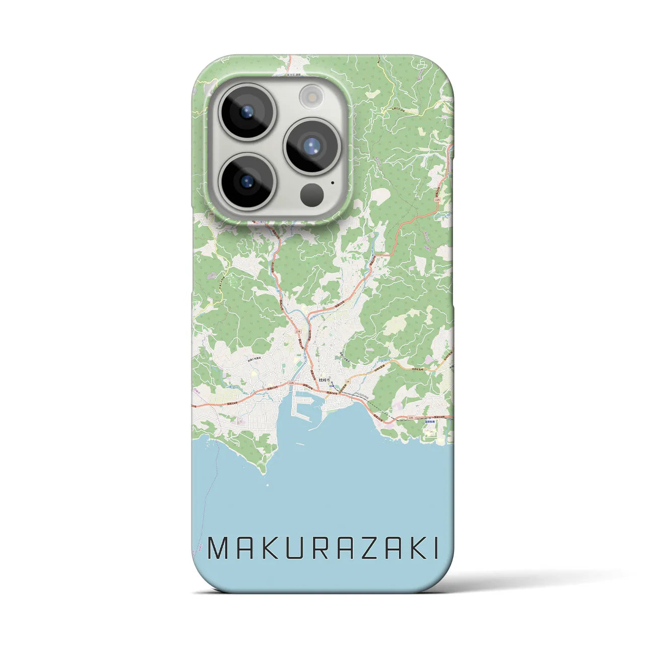 【枕崎】地図柄iPhoneケース（バックカバータイプ・ナチュラル）iPhone 15 Pro 用