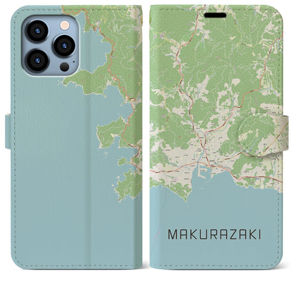 【枕崎（鹿児島県）】地図柄iPhoneケース（手帳タイプ）ナチュラル・iPhone 13 Pro Max 用