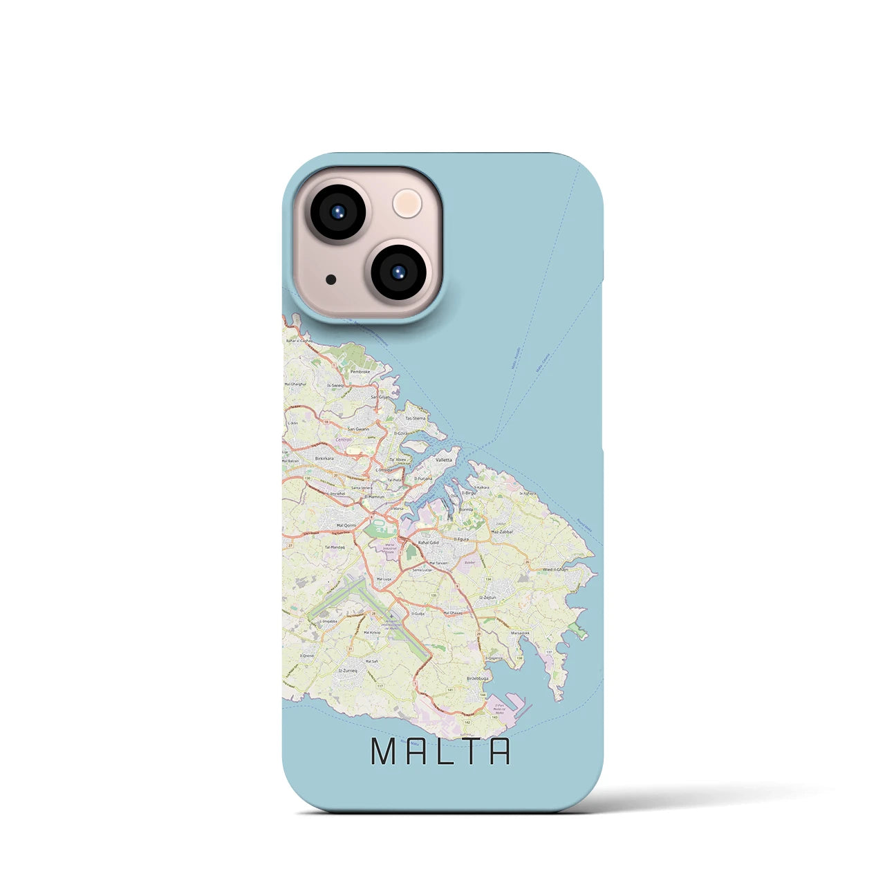 【マルタ】地図柄iPhoneケース（バックカバータイプ・ナチュラル）iPhone 13 mini 用
