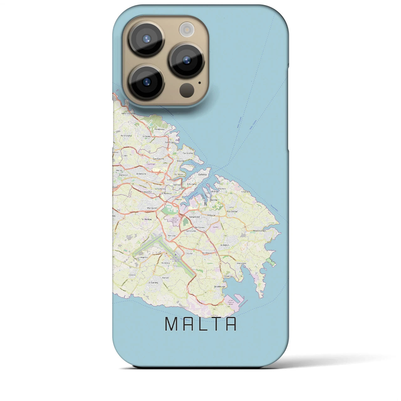 【マルタ】地図柄iPhoneケース（バックカバータイプ・ナチュラル）iPhone 14 Pro Max 用