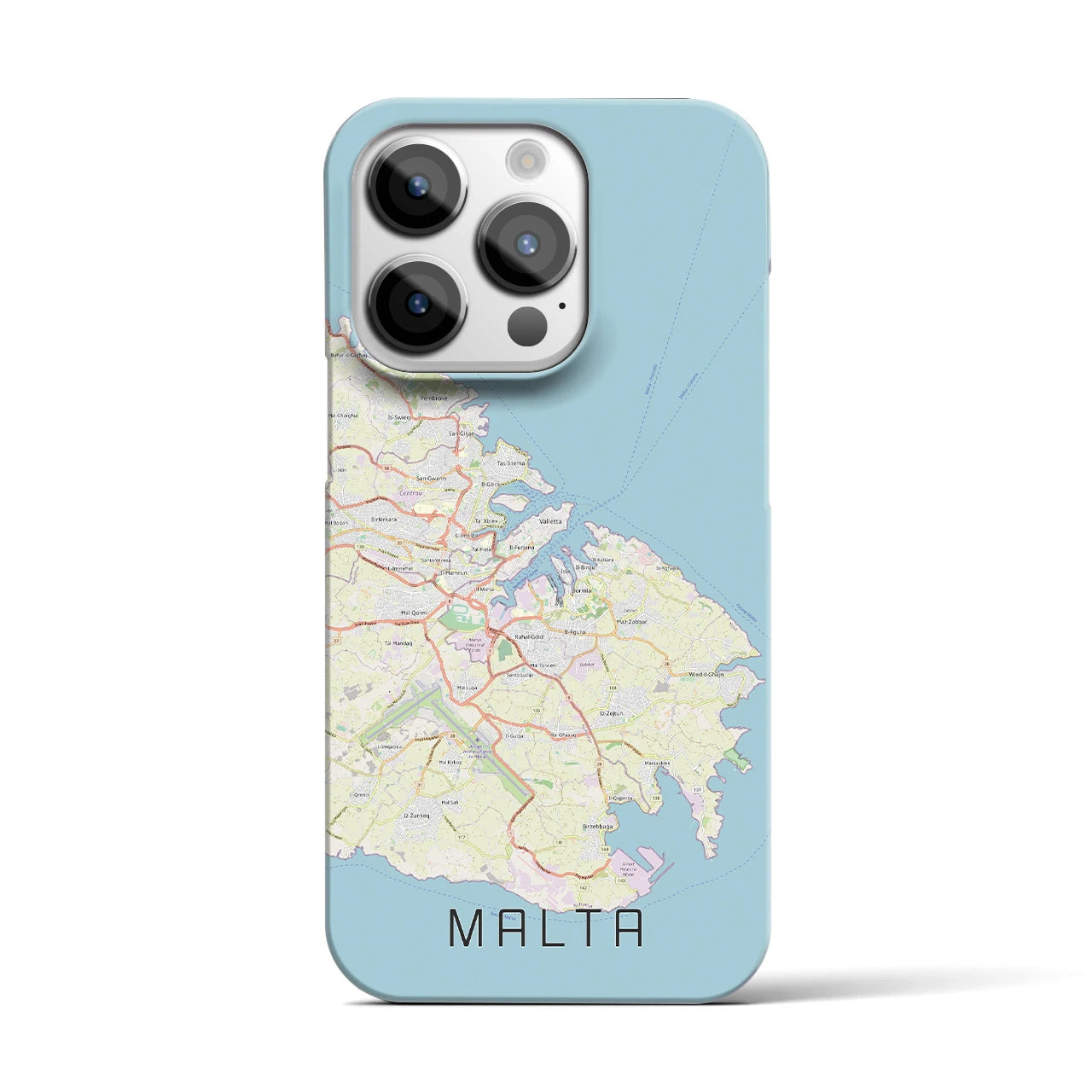 【マルタ】地図柄iPhoneケース（バックカバータイプ・ナチュラル）iPhone 14 Pro 用
