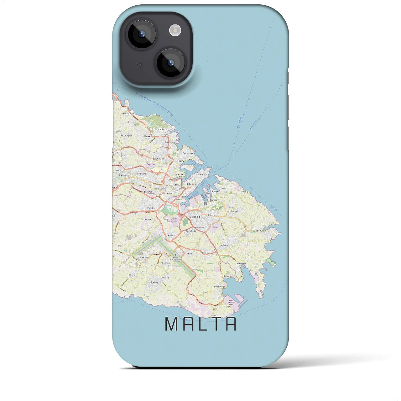 【マルタ】地図柄iPhoneケース（バックカバータイプ・ナチュラル）iPhone 14 Plus 用
